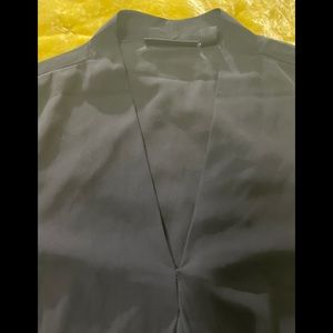 Deep V Long Sleeve Silk Like Shirt